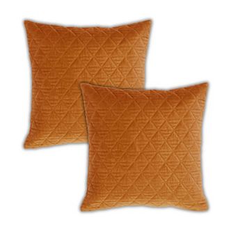 Peppermint Home Quilted Diamond Velvet Decorative Throw Pillow Covers - Set of 2