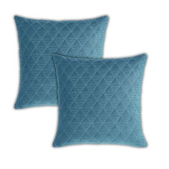 Peppermint Home Quilted Diamond Velvet Decorative Throw Pillow Covers - Set of 2