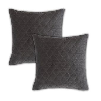 Peppermint Home Quilted Diamond Velvet Decorative Throw Pillow Covers - Set of 2