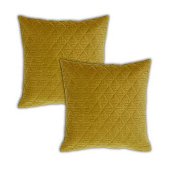 Peppermint Home Quilted Diamond Velvet Decorative Throw Pillow Covers - Set of 2