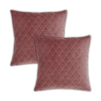 Peppermint Home Quilted Diamond Velvet Decorative Throw Pillow Covers - Set of 2