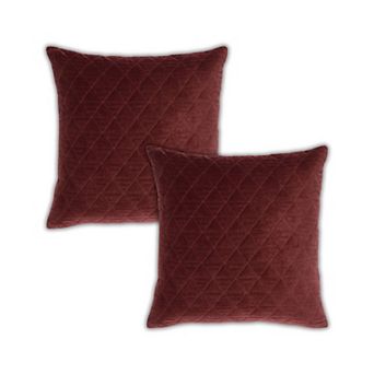 Peppermint Home Quilted Diamond Velvet Decorative Throw Pillow Covers - Set of 2