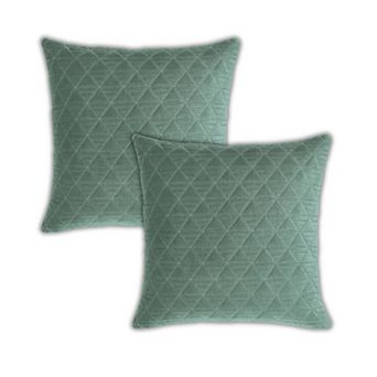 Peppermint Home Quilted Diamond Velvet Decorative Throw Pillow Covers - Set of 2