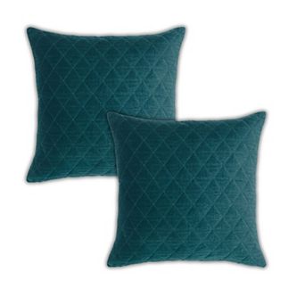 Peppermint Home Quilted Diamond Velvet Decorative Throw Pillow Covers - Set of 2