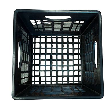 CrateMate Heavy Duty Black Milk Crates for Storage, Organization, & More - 16QT 11"x11"x13"