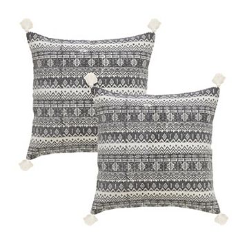 Peppermint Home Block Print Decorative Throw Pillow Covers - Set of 2