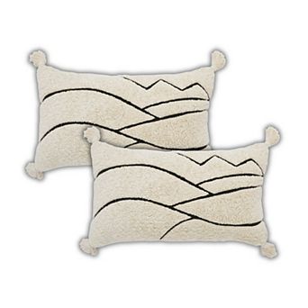 Peppermint Home Abstract Line Tufted Cotton Pillow Covers - Set of 2