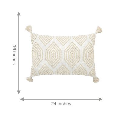 Peppermint Home Honeycomb Tufted Cotton Lumbar Pillow Covers with Tassels -Set of 2