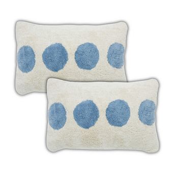 Peppermint Home Haven Polka Dot Cotton Tufted Lumbar Pillow Covers, Set of 2