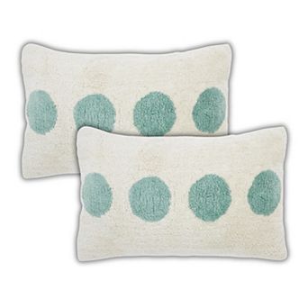Peppermint Home Haven Polka Dot Cotton Tufted Lumbar Pillow Covers, Set of 2