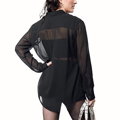 The Empower Sheer Long Sleeve Button Up