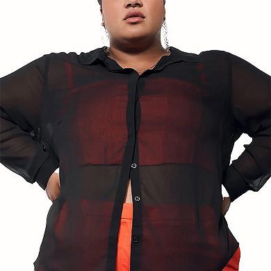 The Empower Sheer Long Sleeve Button Up