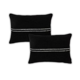 Peppermint Home Striped Linen Decorative Lumbar Pillow Covers Set of 2