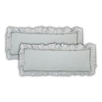 Peppermint Home Shabby Chic Long Linen Ruffle Decorative Pillow Covers Set of 2