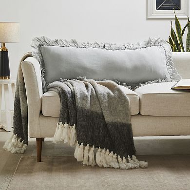 Peppermint Home Shabby Chic Long Linen Ruffle Decorative Pillow Covers Set of 2