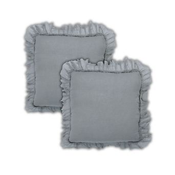 Peppermint Home Annabelle Linen Sheer Ruffle Decorative ThrowPillow Covers Set of 2