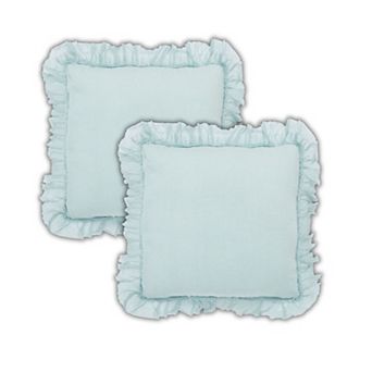 Peppermint Home Annabelle Linen Sheer Ruffle Decorative ThrowPillow Covers Set of 2