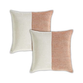 Peppermint Home Linen Stripe Decorative Square Throw Pillow Covers Set of 2