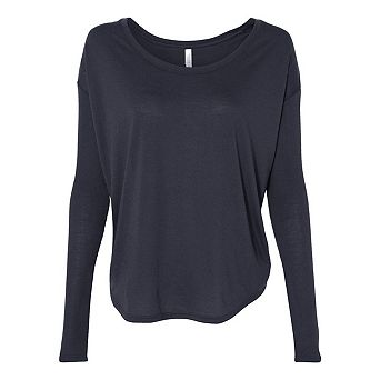 BELLA + CANVAS Womens Flowy 2x1 Ribbed Long Sleeve Tee