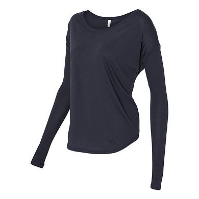 BELLA + CANVAS Womens Flowy 2x1 Ribbed Long Sleeve Tee