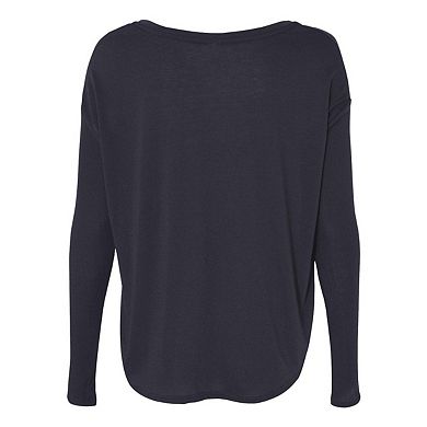 BELLA + CANVAS Womens Flowy 2x1 Ribbed Long Sleeve Tee