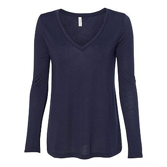 BELLA + CANVAS Women's Flowy Long Sleeve V-Neck Tee
