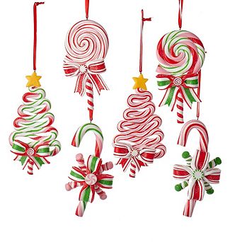 4.75" - 5.25" Peppermint Candy Lollipop Ornaments Set- Festive Christmas Decorations