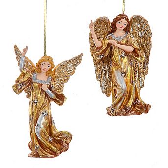 4.5" Gold & Silver Angel Ornaments - Set Of 2 Assorted - Elegant Christmas Decoration