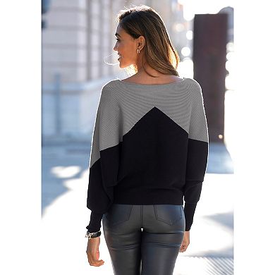 Lascana Women's Color Block Ribbed Knit Sweater