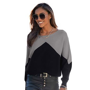 Lascana Women's Color Block Ribbed Knit Sweater