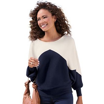 Lascana Women's Color Block Ribbed Knit Sweater
