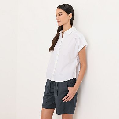 Organic Cotton All Day Poplin Shirred Shirt