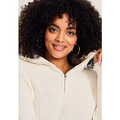 Avenue Women's Plus Size Half-Zip Pullover Sweater