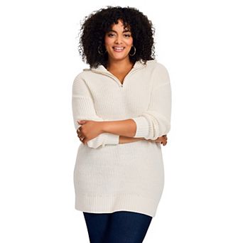 Avenue Women's Plus Size Half-Zip Pullover Sweater
