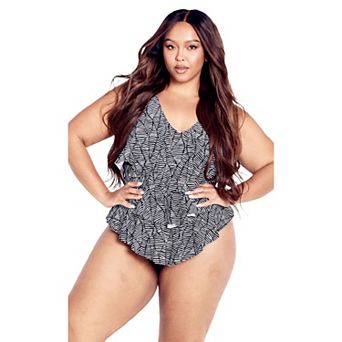 Avenue Women's Plus Size Pia V-Tiered Print 1 pc