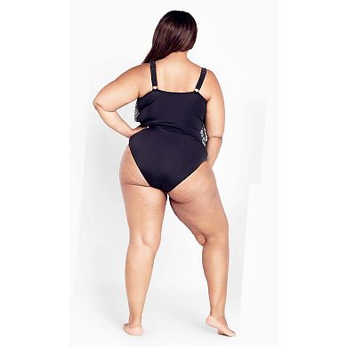 Avenue Women's Plus Size Pia V-Tiered Print 1 Piece