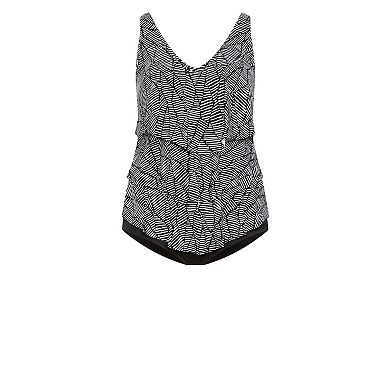 Avenue Women's Plus Size Pia V-Tiered Print 1 Piece