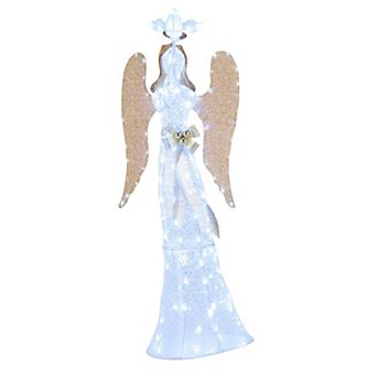 Costway 3D Lighted Angel Christmas Decoration with Pigeon, Golden Wings, 150 LED Lights