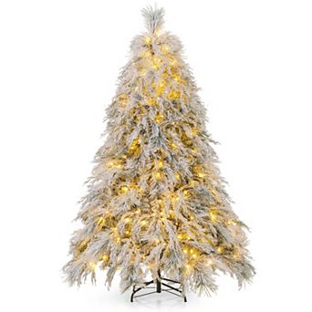 Costway 4.5/6/7 FT Pre-Lit Artificial Christmas Tree with 279/519/743 PVC & Pine Needles & PE Tips