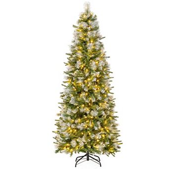 Costway 6/7.5/9 ft Pre-Lit Artificial Christmas Tree with 580/820/1228 Frosted Tips 470 LED Lights