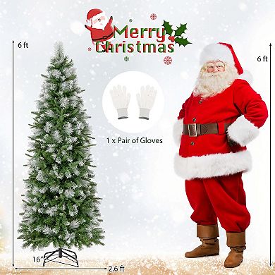 Costway 6/7.5/9 ft Pre-Lit Artificial Christmas Tree with 580/820/1228 Frosted Tips 470 LED Lights