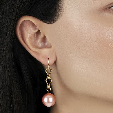 1928 Gold Tone Simulated Pearl Bead Drop Earrings