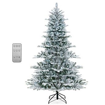 Costway 6/7/8 FT Snow Flocked Artificial Christmas Tree with 661/1119/1447 PVC & PE Tips
