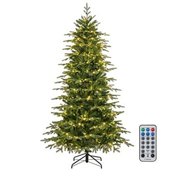 Costway 5/6/7/8 ft Artificial Christmas Tree with Lush Branch Tips & LED Lights