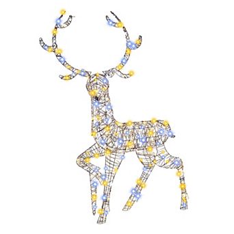 Costway 4.6 FT Pre-Lit Christmas Reindeer with 170 Bright LED Lights Zip Ties Ground Stakes