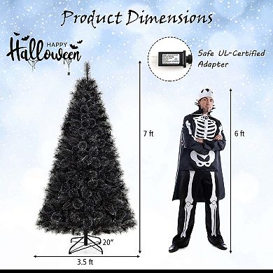 Costway 6/7/8 FT Halloween Christmas Tree with 362/572/860 Branch Tips Frosted Pine Needles