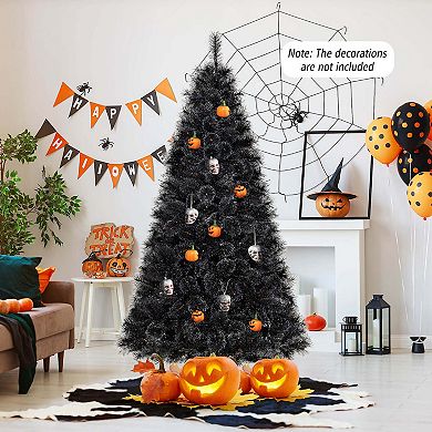 Costway 6/7/8 FT Halloween Christmas Tree with 362/572/860 Branch Tips Frosted Pine Needles