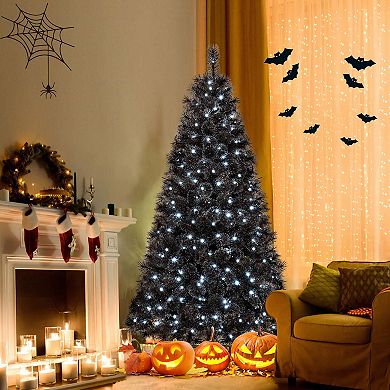 Costway 6/7/8 FT Halloween Christmas Tree with 362/572/860 Branch Tips Frosted Pine Needles