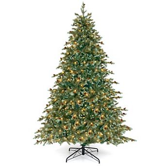 Costway 6/7/8 FT Artificial Christmas Tree with 590 Branch Tips 240/340/410 Warm White LED Lights