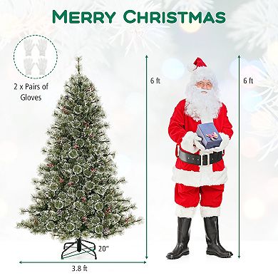 Costway 6/7.5/9 FT Artificial Christmas Tree W/360° Quick Power Connector 598/1086/1714 Pine Needles